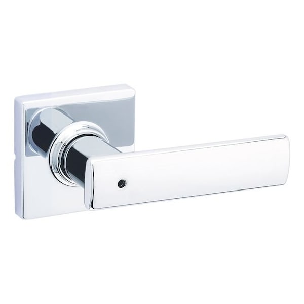 Breton Lever with Square Rose Privacy Door Lock with 6AL Latch and RCS Strike Bright Chrome Finish